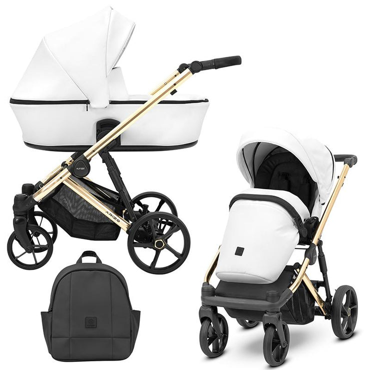 Poussette Duo Arizo - Blanc Eco Cuir - Mode Bébé Claye