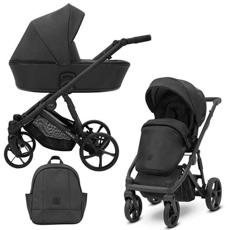 Poussette Duo Arizo - Noir Eco Cuir - Mode Bébé Claye