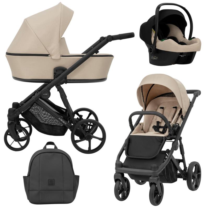 Poussette Trio Arizo + Nacelle + Cosmo i-Size - Beige - Mode Bébé Claye
