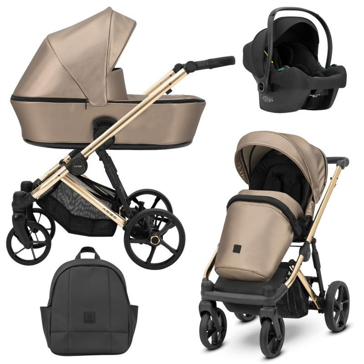 Poussette Trio Arizo + Nacelle + Cosmo i-Size - Cappuccino Eco Cuir - Mode Bébé Claye