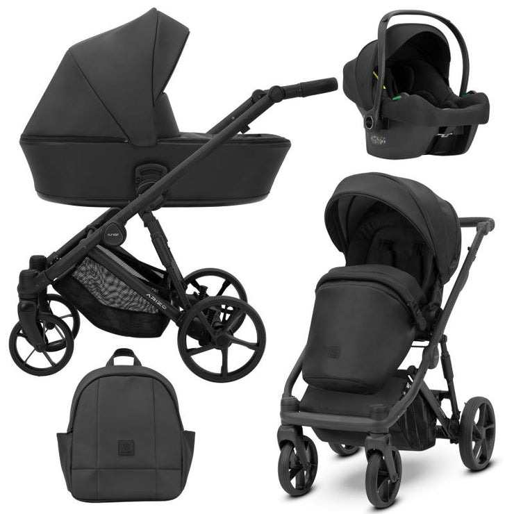 Poussette Trio Arizo + Nacelle + Cosmo i-Size - Noir Eco Cuir - Mode Bébé Claye