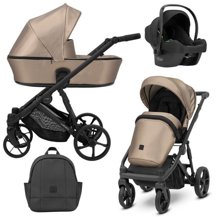Poussette Trio Arizo + Nacelle + Cosmo i-Size - Cappuccino Eco Cuir - Mode Bébé Claye