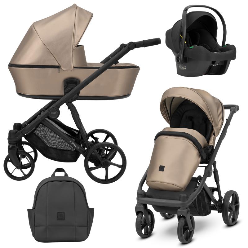 Poussette Trio Arizo + Nacelle + Cosmo i-Size - Cappuccino Eco Cuir - Mode Bébé Claye