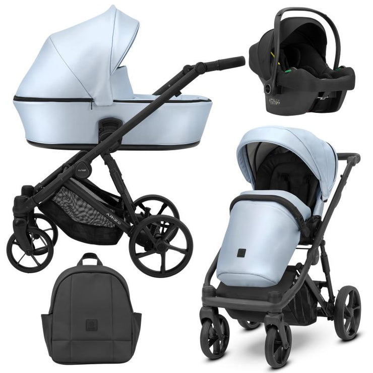 Poussette Trio Arizo + Nacelle + Cosmo i-Size - Baby Blue Eco Cuir - Mode Bébé Claye