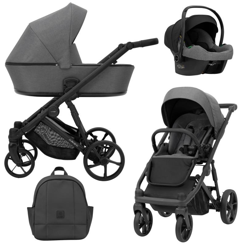 Poussette Trio Arizo + Nacelle + Cosmo i-Size - Graphite - Mode Bébé Claye