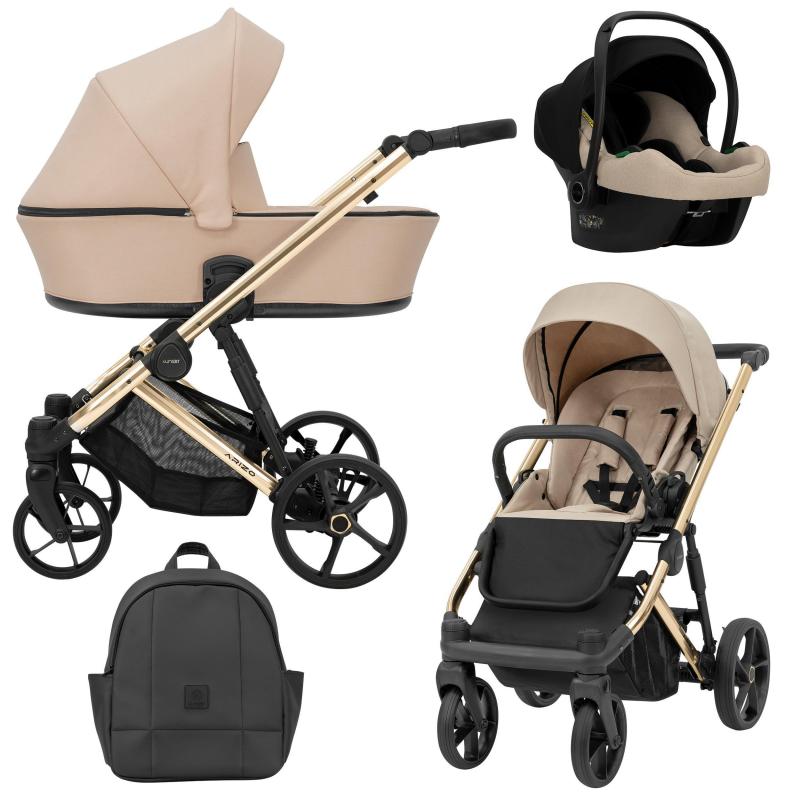 Poussette Trio Arizo + Nacelle + Cosmo i-Size - Beige - Mode Bébé Claye
