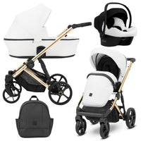 Poussette Trio Arizo + Nacelle + Cosmo i-Size - Blanc Eco Cuir - Mode Bébé Claye