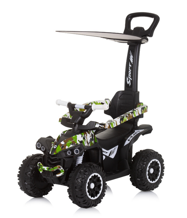 Voiture porteur pousseur avec poignée et auvent "ATV" Vert