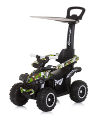 Voiture porteur pousseur avec poignée et auvent "ATV" Vert