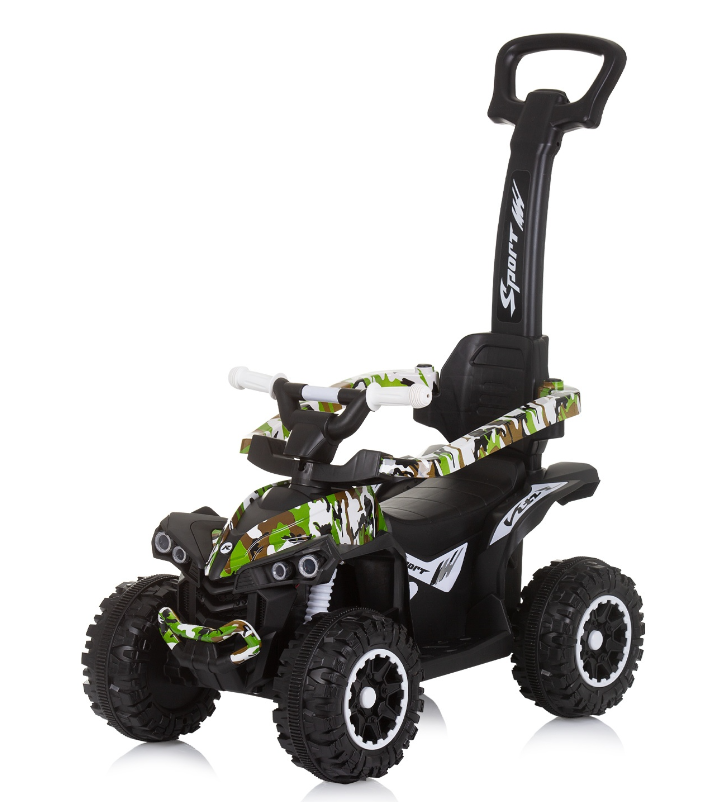 Voiture porteur pousseur avec poignée et auvent "ATV" Vert