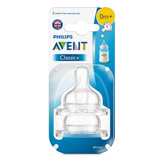 AVENT Lot de 2 Tétines 0 m+ Classic+ - Mode Bébé Claye