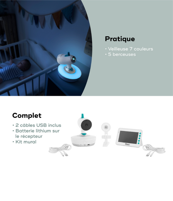 BABYMOOV YOO-Moov Babyphone Vidéo 360° - Mode Bébé Claye
