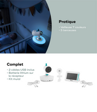 BABYMOOV YOO-Moov Babyphone Vidéo 360° - Mode Bébé Claye