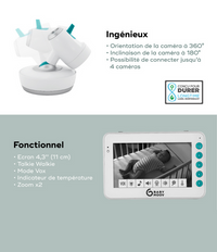 BABYMOOV YOO-Moov Babyphone Vidéo 360° - Mode Bébé Claye