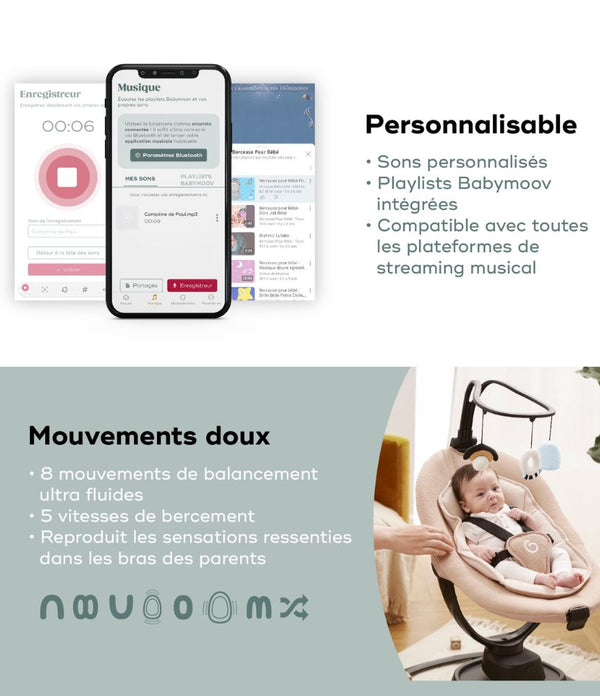 Balancelle électrique connectée Swoon Evolution Connect mocca - Mode Bébé Claye