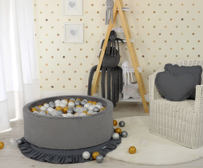 Piscine sèche minky avec boules 300 pcs - gris clair