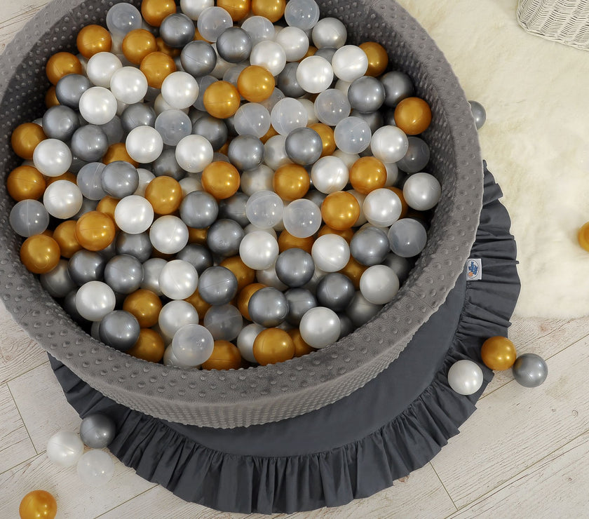 Piscine sèche minky avec boules 300 pcs - gris clair