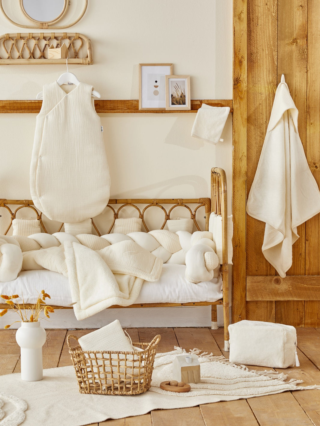 Couverture peluche double gaze & microfibre Mix & Match noisette - Mode Bébé Claye