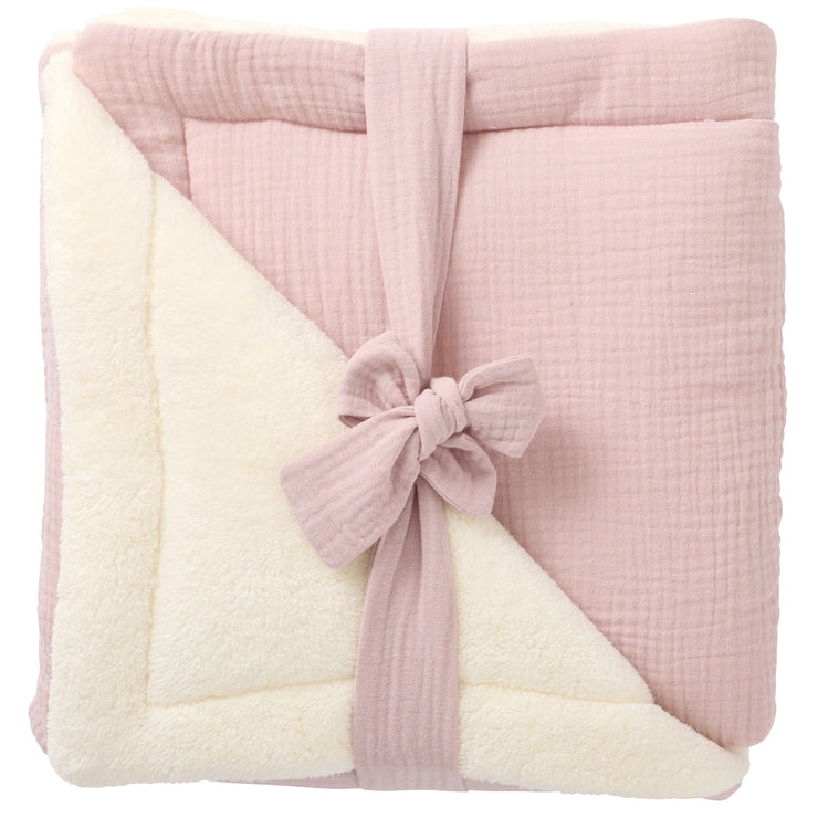 Couverture peluche double gaze & microfibre Mix & Match rose blush - Mode Bébé Claye