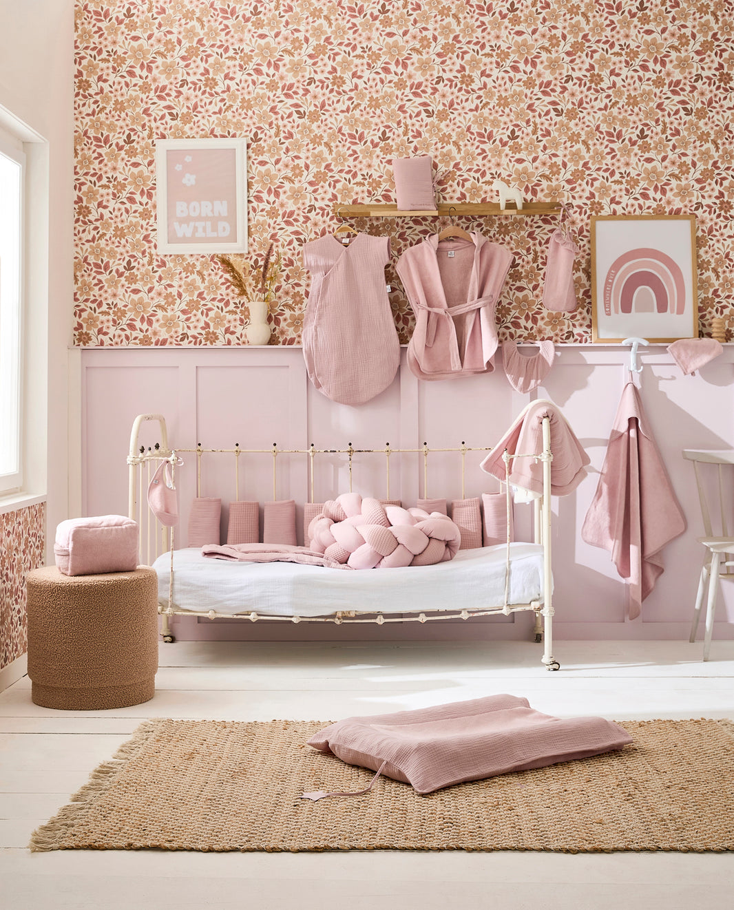Couverture peluche double gaze & microfibre Mix & Match rose blush - Mode Bébé Claye