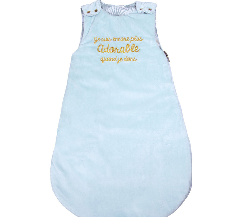 Gigoteuse réversible Palm Springs céladon / imprimé palmiers 0-6M - Mode Bébé Claye