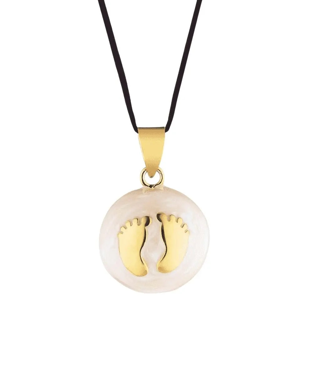 PREGNANCY BOLA - BABYFEET GOLD - PINK ENAMEL