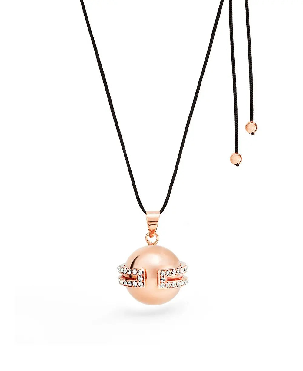 BABYFEET PREGNANCY BOLA - BLACK ENAMEL - ROSE GOLD