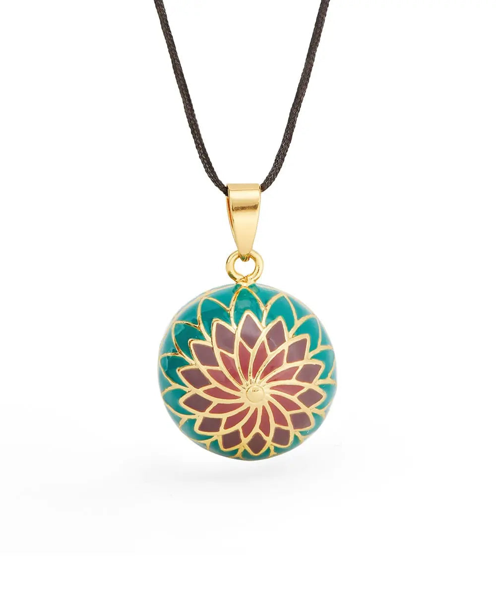Schwangerschaftsbola - Magnolie - Mehrfarbige Emaille - Gold 18 Karat Gold