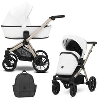 Poussette Duo Brav - Blanc Eco Cuir - Mode Bébé Claye