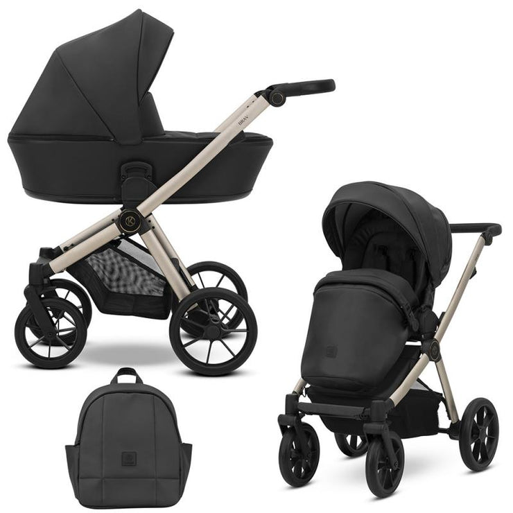Poussette Duo Brav - Noir Eco Cuir - Mode Bébé Claye