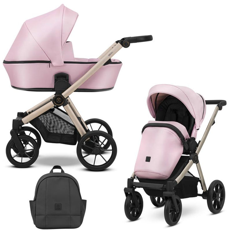 Poussette Duo Brav - Baby Rose Eco Cuir - Mode Bébé Claye