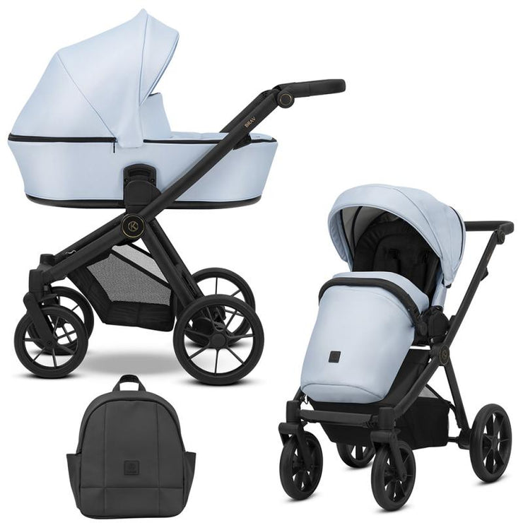 Poussette Duo Brav - Baby Blue Eco Cuir - Mode Bébé Claye