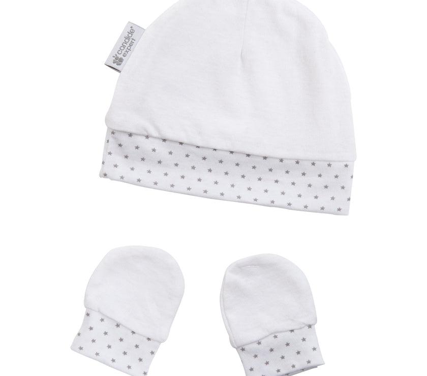 Bonnet & moufles naissance étoiles - Mode Bébé Claye