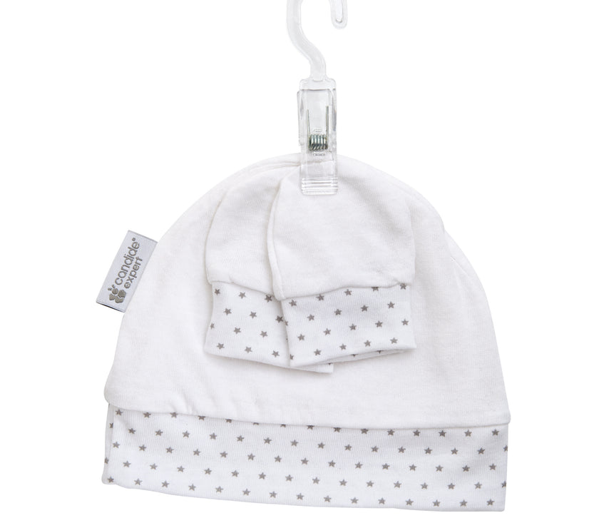 Bonnet & moufles naissance étoiles - Mode Bébé Claye