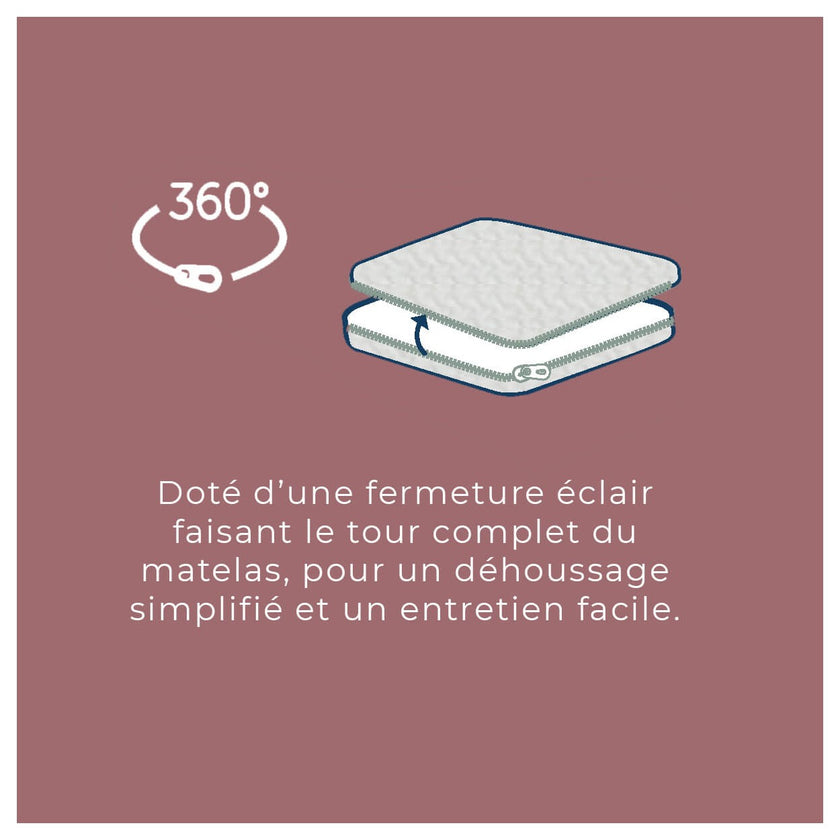 Matelas Zen 70x140 cm pour lit bébé - Viscose de Bambou - Déhoussable 360° - Mode Bébé Claye