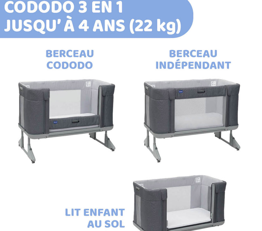 BERCEAU CODODO CHICCO NEXT2ME FOREVER - ASH GREY - Mode Bébé Claye