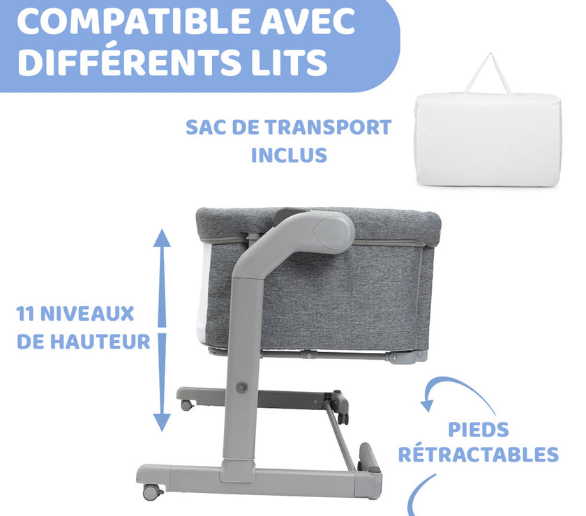 BERCEAU CODODO CHICCO NEXT2ME MAGIC EVO - DARK GREY - Mode Bébé Claye