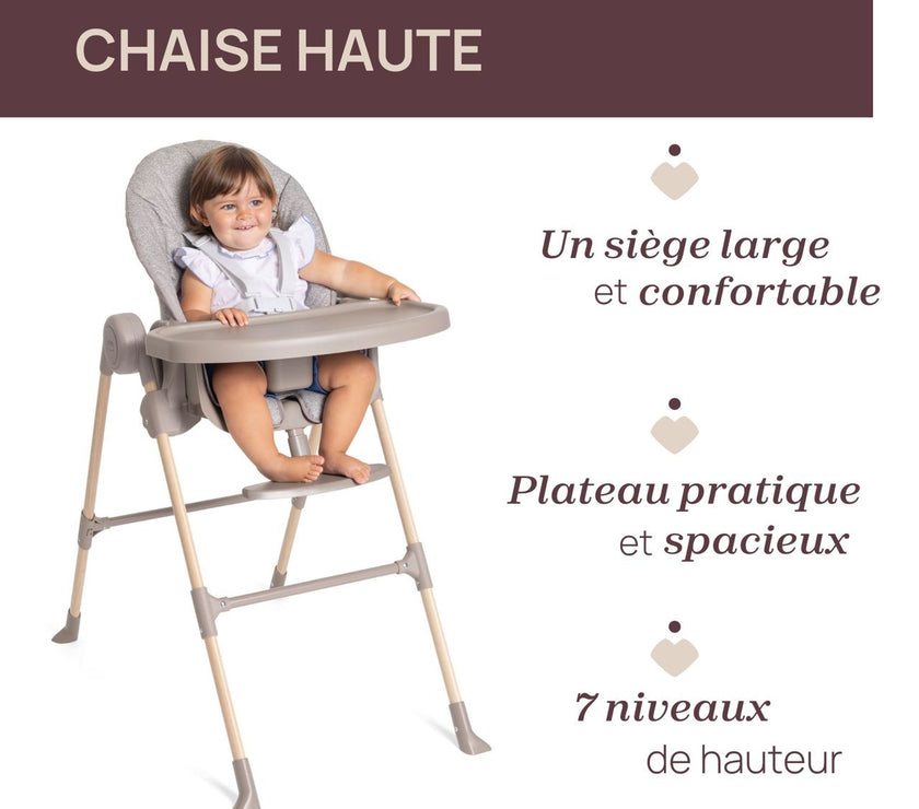 Chaise Haute Polly Essential ASH - Mode Bébé Claye