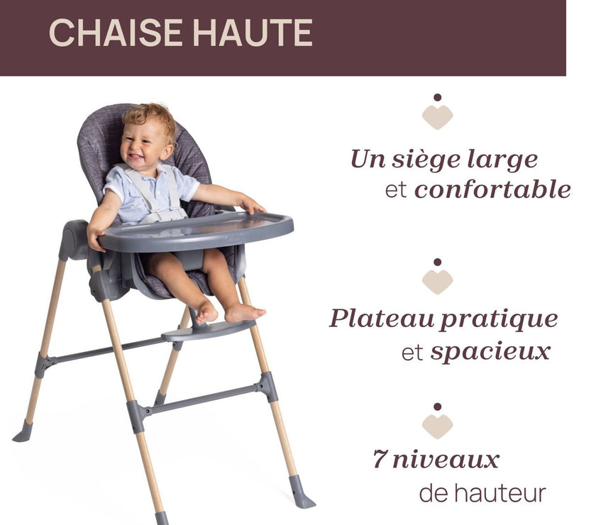 Chaise Haute Polly Essential COAL - Mode Bébé Claye