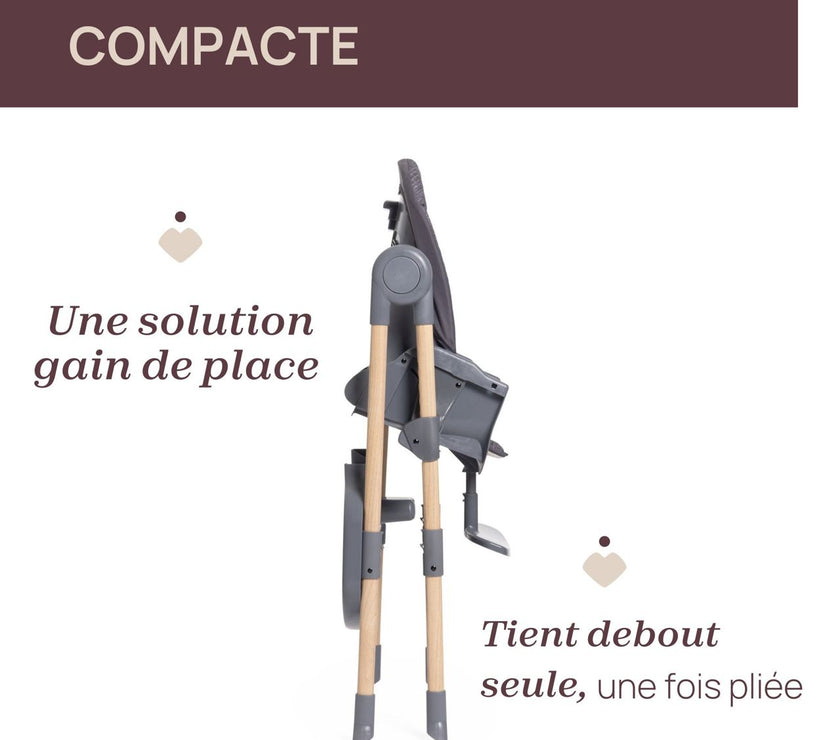 Chaise Haute Polly Essential COAL - Mode Bébé Claye