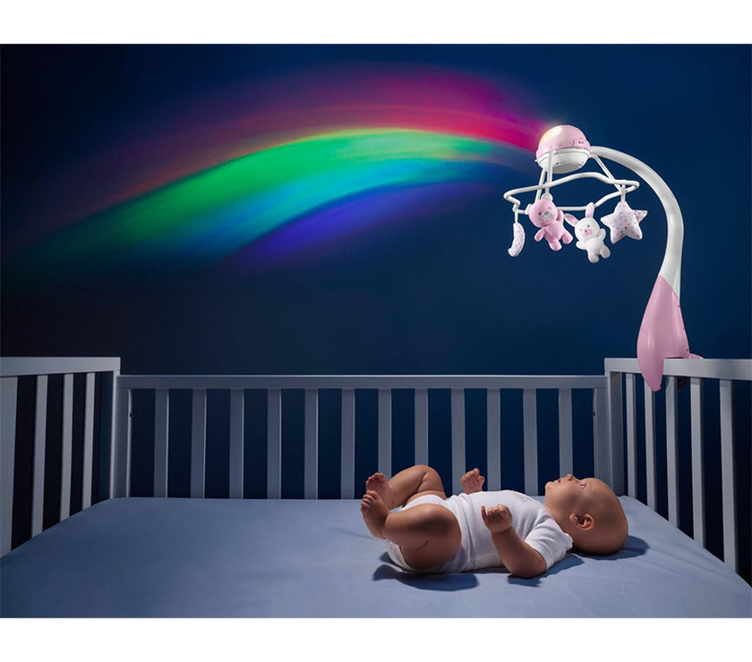 Mobile musical Arc-en-ciel 3 en 1 rose - Mode Bébé Claye
