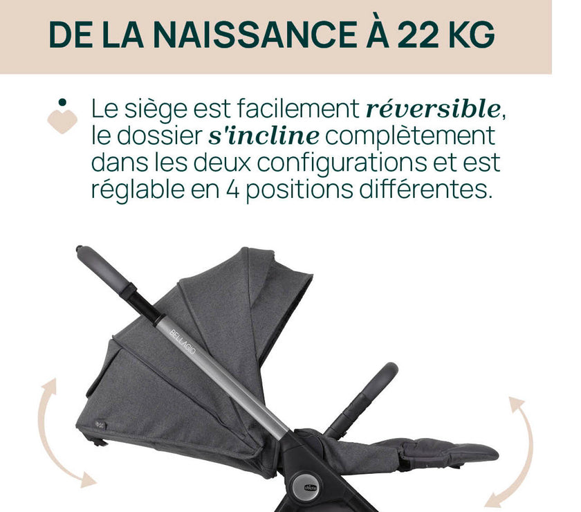 Poussette Bellagio - Black Satin - Mode Bébé Claye