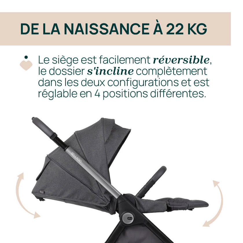 Poussette Bellagio - Black Satin - Mode Bébé Claye