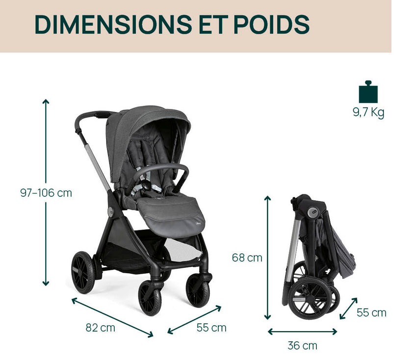 Poussette Bellagio - Black Satin - Mode Bébé Claye