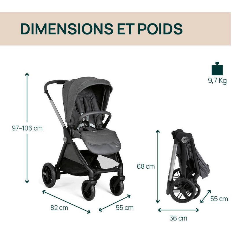 Poussette Bellagio - Black Satin - Mode Bébé Claye