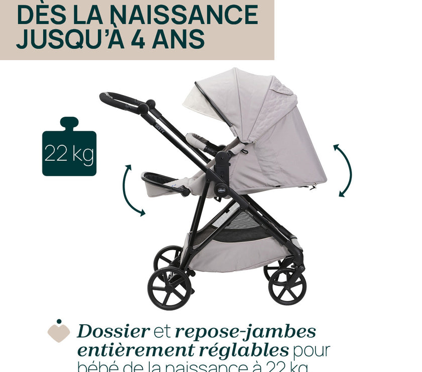 Poussette compacte Seety - Boston Grey - Mode Bébé Claye