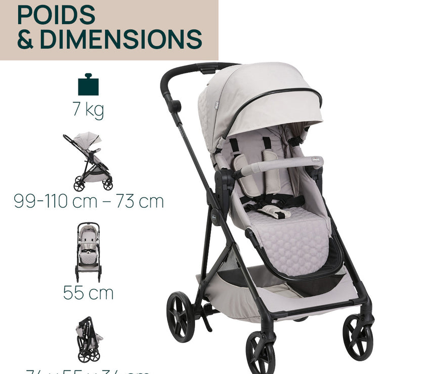 Poussette compacte Seety - Boston Grey - Mode Bébé Claye
