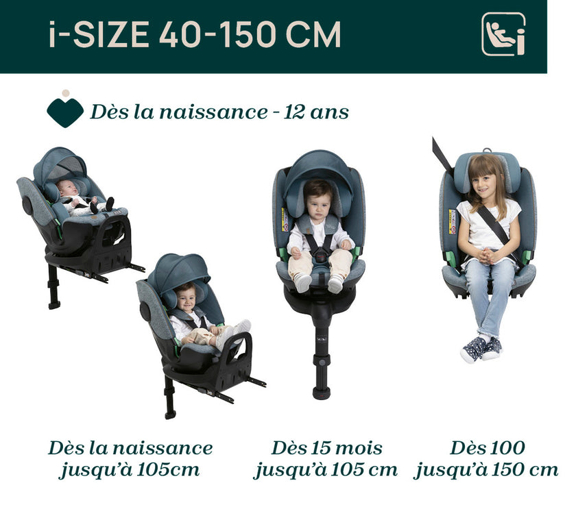 Siège-Auto Groupe 0+/1/2/3 Bi-Seat Air & Base Rotative 360 i-Size (40-150 cm) - Graphite - Mode Bébé Claye