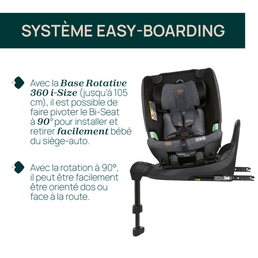 Siège-Auto Groupe 0+/1/2/3 Bi-Seat Air & Base Rotative 360 i-Size (40-150 cm) - Graphite - Mode Bébé Claye