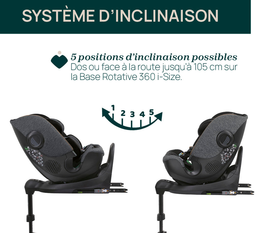 Siège-Auto Groupe 0+/1/2/3 Bi-Seat Air & Base Rotative 360 i-Size (40-150 cm) - Graphite - Mode Bébé Claye